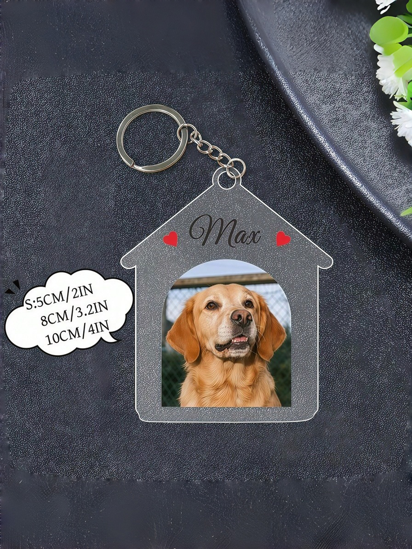 Custom House-Shaped Pet Photo Keychain